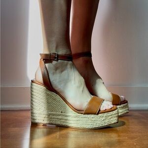 Mango Tan Wedge Sandals